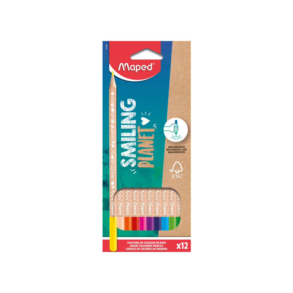 LÁPIS DE COR SMILING PLANET 12 CORES FSC 100% BV-CO