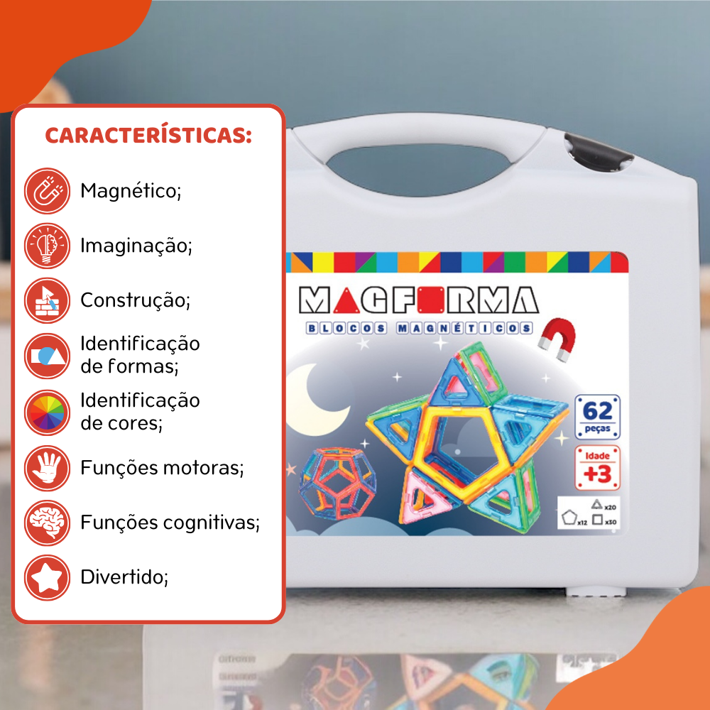 MAGFORMA BLOCOS MAGNÉTICOS - 62 PEÇAS