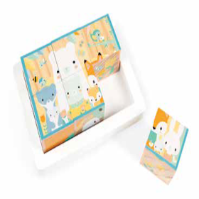 Quebra-Cabeça Cubos de Madeira Animais