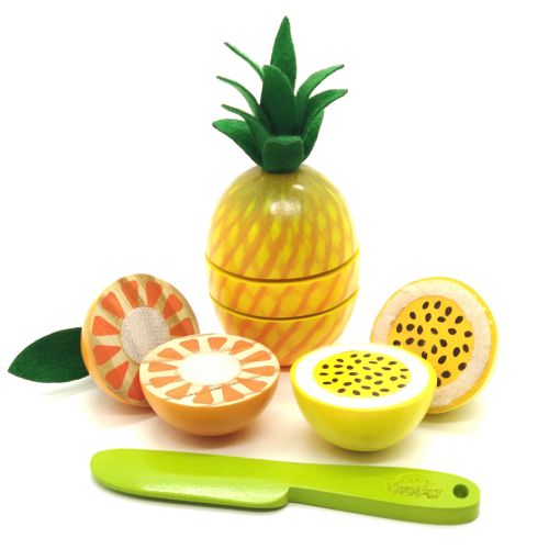 COLEÇÃO COMIDINHAS - KIT FRUTINHAS COM CORTE (ABACAXI, MARACUJÁ E LARANJA)